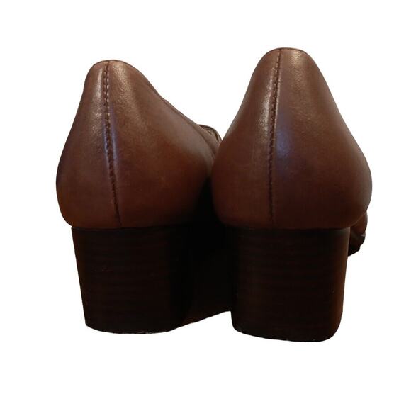 Strictly Comfort Women's 8W Brown Leather Slip-On Shoe Square Toe Block Heel - Picture 6 of 12